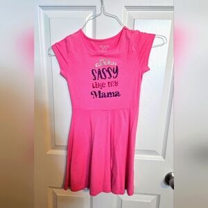Girls MEDIUM "SASSY Like my Mama" Short Sleeve Pink Dress
